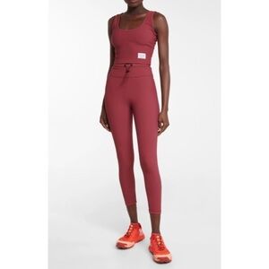 Adam Selman Red Ribbed Drawstring Waist Leggings
